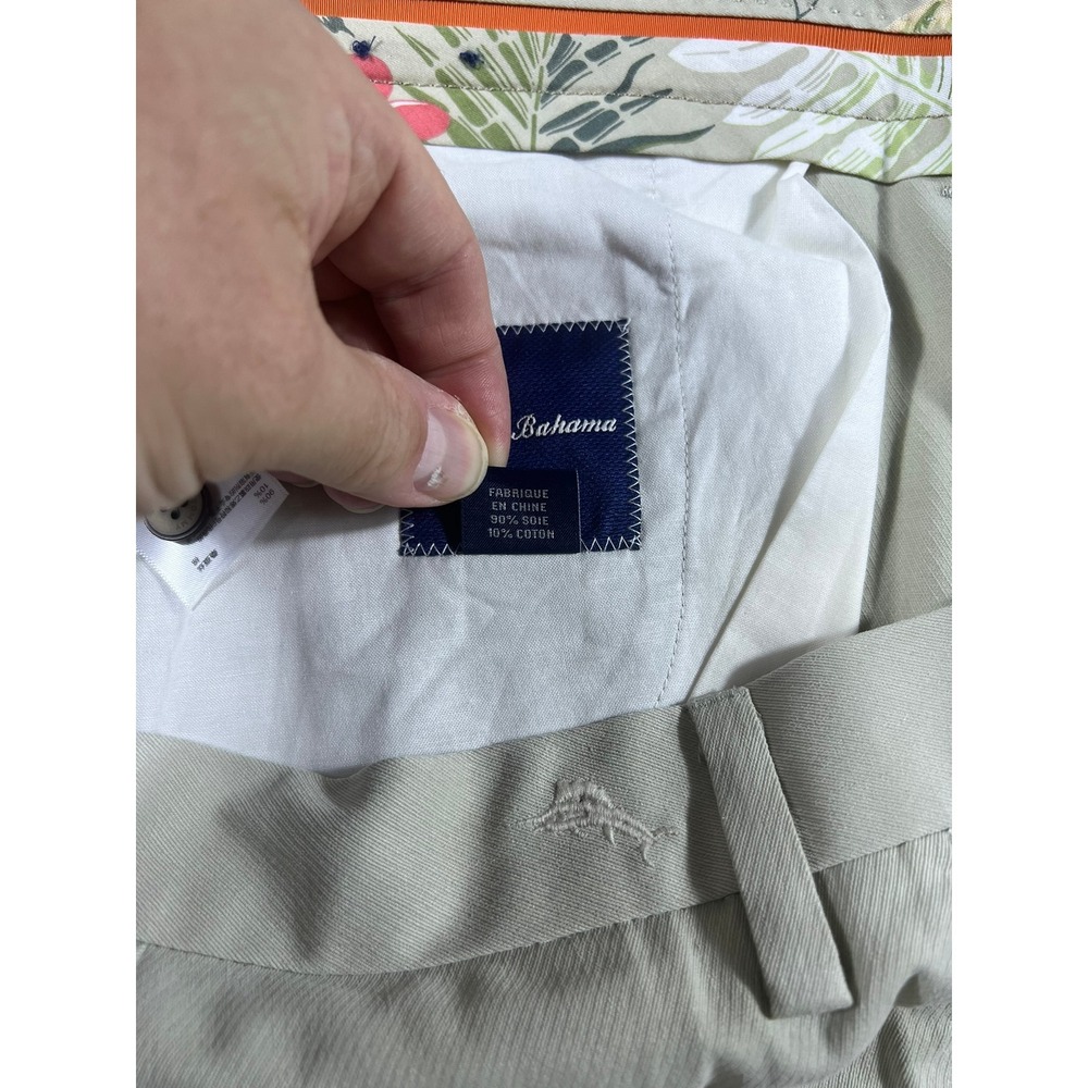 Tommy Bahama Men's Silk Cotton Boracay Flat Front Pants Khaki Beige 42x30 NWT - Picture 4 of 14